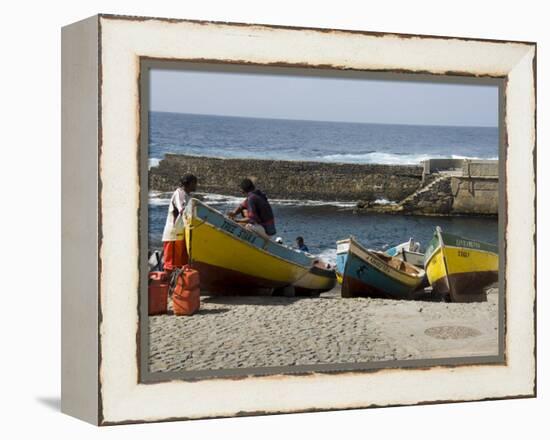 Fishing Boats at the Port of Ponto Do Sol, Ribiera Grande, Santo Antao, Cape Verde Islands-R H Productions-Framed Premier Image Canvas