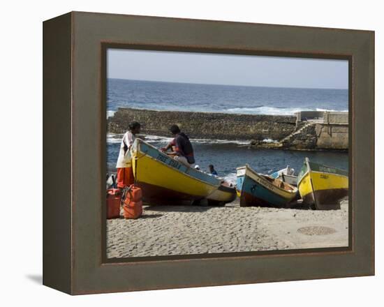 Fishing Boats at the Port of Ponto Do Sol, Ribiera Grande, Santo Antao, Cape Verde Islands-R H Productions-Framed Premier Image Canvas