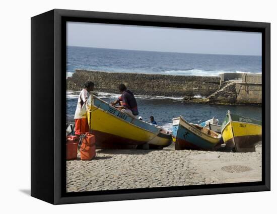 Fishing Boats at the Port of Ponto Do Sol, Ribiera Grande, Santo Antao, Cape Verde Islands-R H Productions-Framed Premier Image Canvas