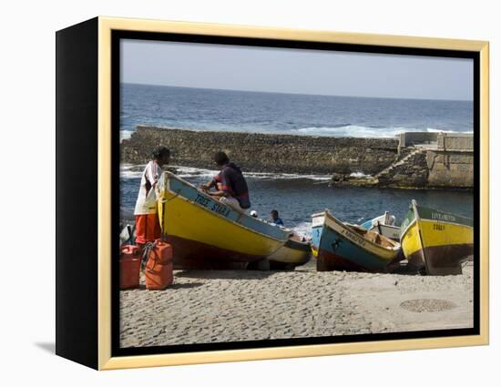 Fishing Boats at the Port of Ponto Do Sol, Ribiera Grande, Santo Antao, Cape Verde Islands-R H Productions-Framed Premier Image Canvas