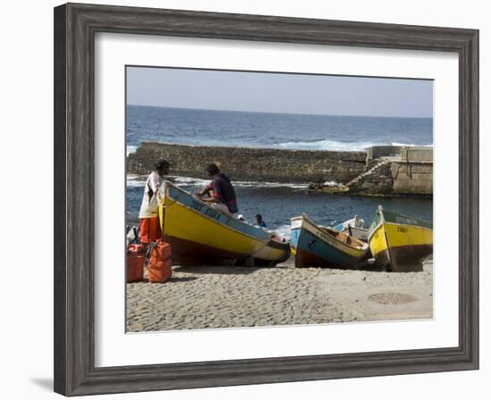 Fishing Boats at the Port of Ponto Do Sol, Ribiera Grande, Santo Antao, Cape Verde Islands-R H Productions-Framed Photographic Print