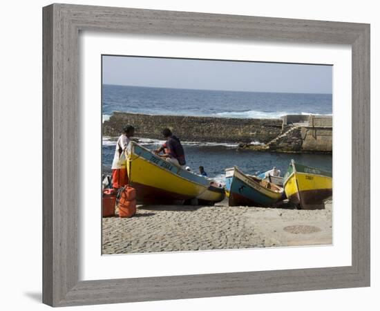 Fishing Boats at the Port of Ponto Do Sol, Ribiera Grande, Santo Antao, Cape Verde Islands-R H Productions-Framed Photographic Print