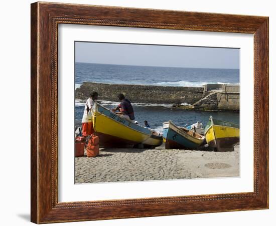 Fishing Boats at the Port of Ponto Do Sol, Ribiera Grande, Santo Antao, Cape Verde Islands-R H Productions-Framed Photographic Print