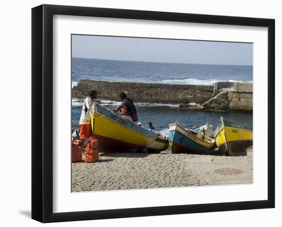 Fishing Boats at the Port of Ponto Do Sol, Ribiera Grande, Santo Antao, Cape Verde Islands-R H Productions-Framed Photographic Print