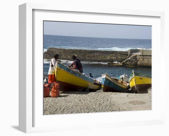 Fishing Boats at the Port of Ponto Do Sol, Ribiera Grande, Santo Antao, Cape Verde Islands-R H Productions-Framed Photographic Print