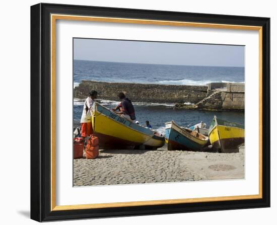 Fishing Boats at the Port of Ponto Do Sol, Ribiera Grande, Santo Antao, Cape Verde Islands-R H Productions-Framed Photographic Print