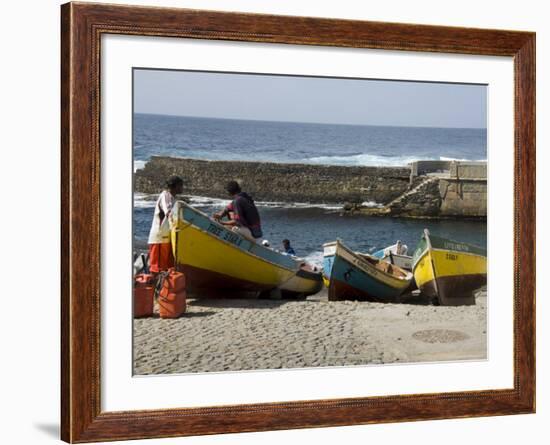 Fishing Boats at the Port of Ponto Do Sol, Ribiera Grande, Santo Antao, Cape Verde Islands-R H Productions-Framed Photographic Print