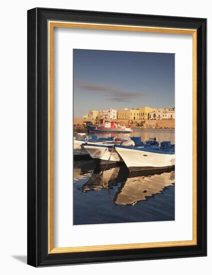 Fishing Boats at the Port, Old Town at Sunrise, Gallipoli, Lecce Province, Salentine Peninsula-Markus Lange-Framed Photographic Print