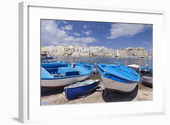 Fishing Boats at the Port, Old Town with Castle, Gallipoli, Lecce Province, Salentine Peninsula-Markus Lange-Framed Photographic Print