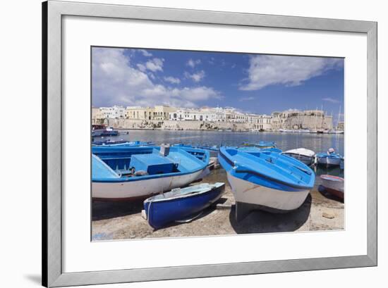 Fishing Boats at the Port, Old Town with Castle, Gallipoli, Lecce Province, Salentine Peninsula-Markus Lange-Framed Photographic Print