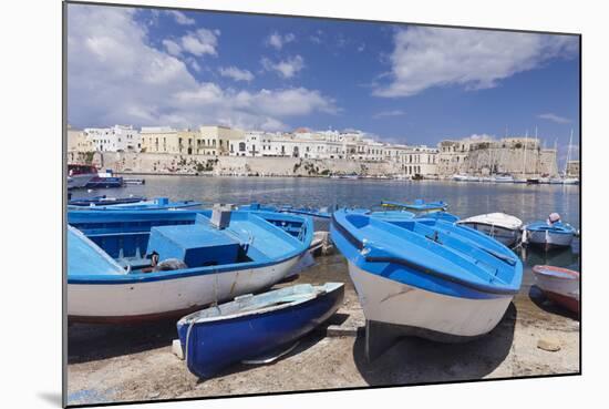 Fishing Boats at the Port, Old Town with Castle, Gallipoli, Lecce Province, Salentine Peninsula-Markus Lange-Mounted Photographic Print