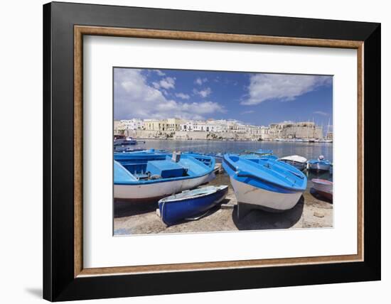Fishing Boats at the Port, Old Town with Castle, Gallipoli, Lecce Province, Salentine Peninsula-Markus Lange-Framed Photographic Print