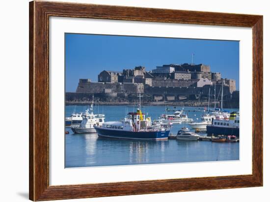 Fishing Boats Below Cornet Castle, Saint Peter Port, Guernsey, Channel Islands, United Kingdom-Michael Runkel-Framed Photographic Print