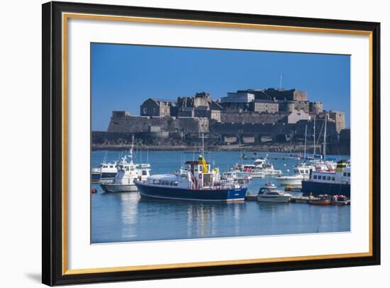 Fishing Boats Below Cornet Castle, Saint Peter Port, Guernsey, Channel Islands, United Kingdom-Michael Runkel-Framed Photographic Print