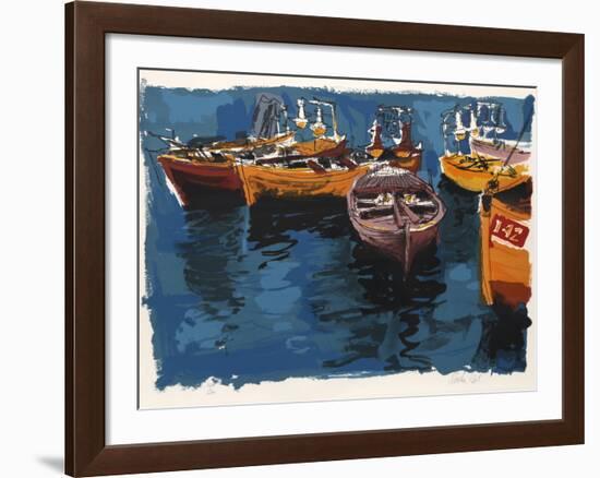 Fishing Boats from People in Israel-Moshe Gat-Framed Limited Edition