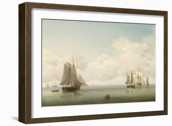 Fishing Boats in a Calm Sea, C.1745-59-Charles Brooking-Framed Giclee Print