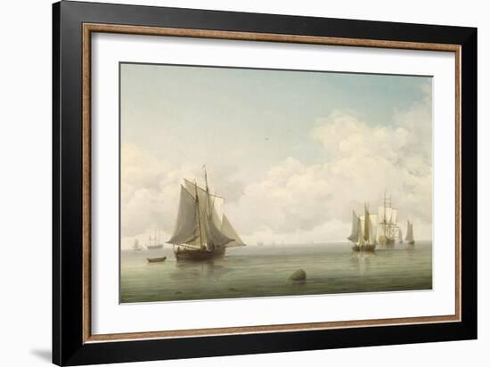 Fishing Boats in a Calm Sea, C.1745-59-Charles Brooking-Framed Giclee Print