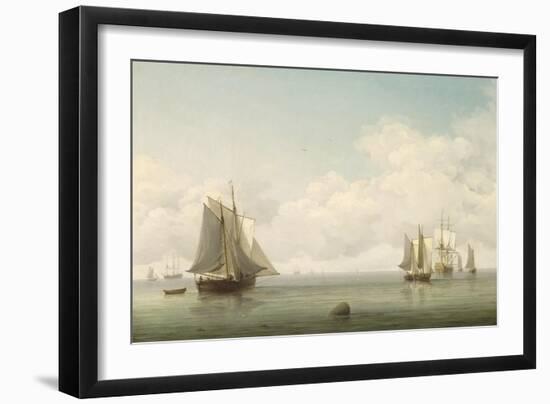 Fishing Boats in a Calm Sea, C.1745-59-Charles Brooking-Framed Giclee Print