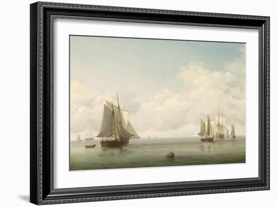 Fishing Boats in a Calm Sea, C.1745-59-Charles Brooking-Framed Giclee Print