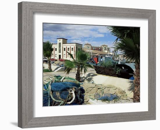 Fishing Boats in Harbour and Fish Market, Benicarlo, Valencia Region, Spain-Sheila Terry-Framed Photographic Print