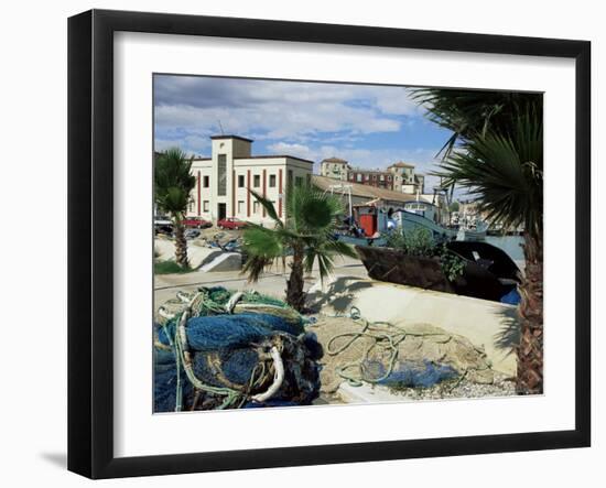 Fishing Boats in Harbour and Fish Market, Benicarlo, Valencia Region, Spain-Sheila Terry-Framed Photographic Print