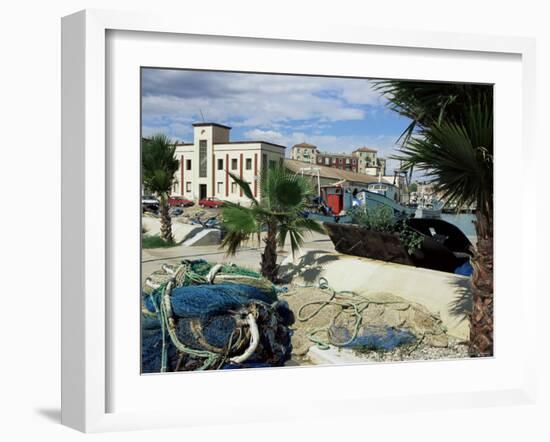 Fishing Boats in Harbour and Fish Market, Benicarlo, Valencia Region, Spain-Sheila Terry-Framed Photographic Print