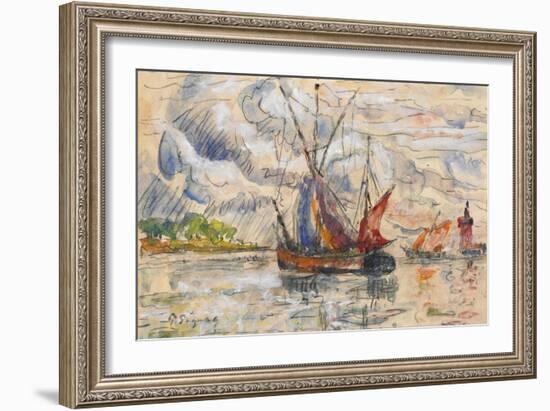 Fishing Boats in La Rochelle, C.1919-21 (Graphite, W/C and Opaque White)-Paul Signac-Framed Giclee Print