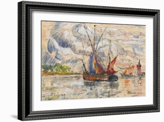 Fishing Boats in La Rochelle, C.1919-21 (Graphite, W/C and Opaque White)-Paul Signac-Framed Giclee Print