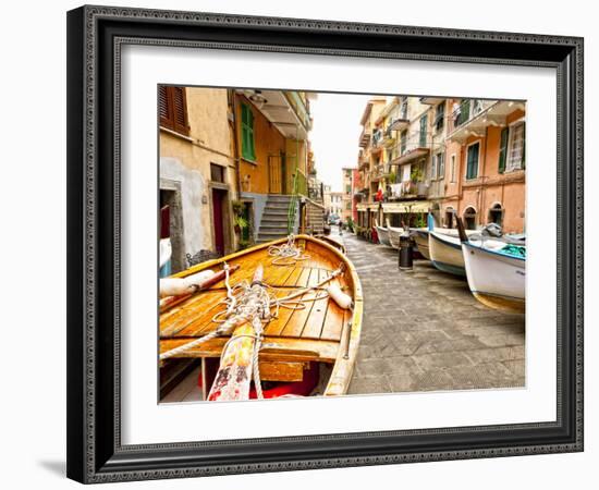 Fishing Boats in Manarola, Cinque Terre, Tuscany, Italy-Richard Duval-Framed Photographic Print