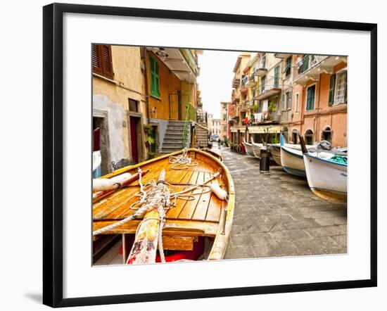 Fishing Boats in Manarola, Cinque Terre, Tuscany, Italy-Richard Duval-Framed Photographic Print