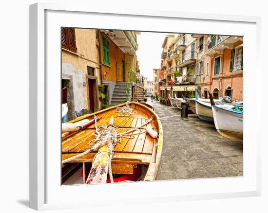 Fishing Boats in Manarola, Cinque Terre, Tuscany, Italy-Richard Duval-Framed Photographic Print