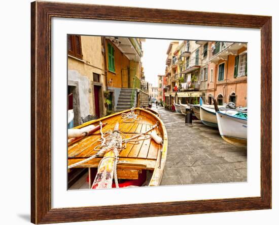 Fishing Boats in Manarola, Cinque Terre, Tuscany, Italy-Richard Duval-Framed Photographic Print