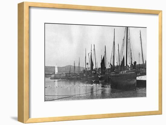 Fishing Boats in Port St Mary Harbour, Isle of Man, 1924-1926-null-Framed Giclee Print