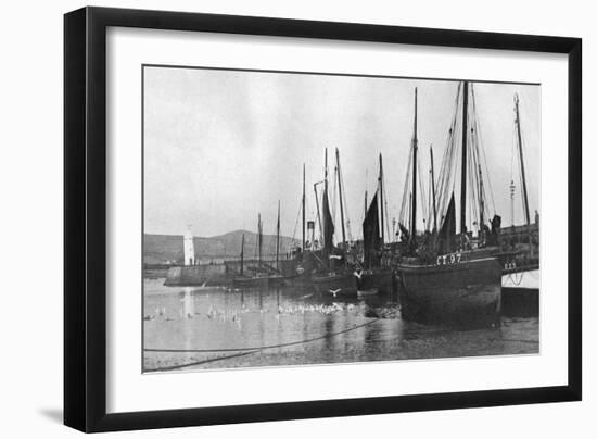Fishing Boats in Port St Mary Harbour, Isle of Man, 1924-1926-null-Framed Giclee Print