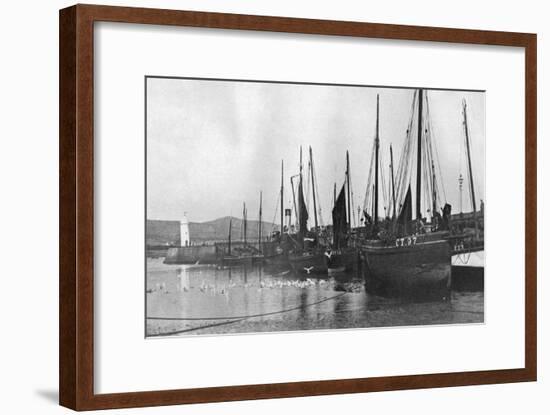 Fishing Boats in Port St Mary Harbour, Isle of Man, 1924-1926-null-Framed Giclee Print