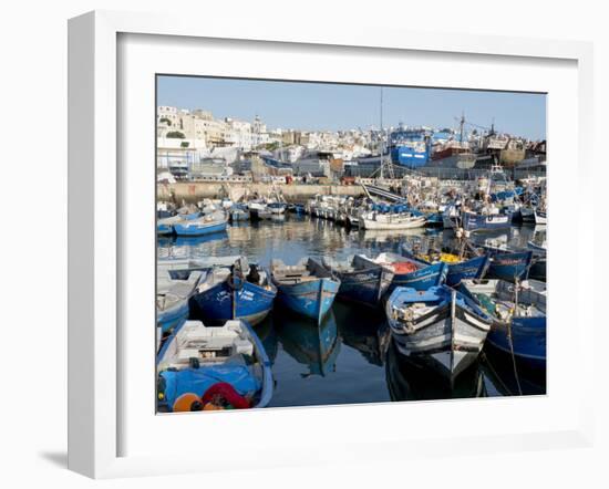 Fishing Boats in Port, Tangier, Morocco, North Africa, Africa-Charles Bowman-Framed Photographic Print