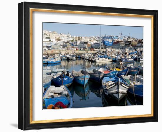 Fishing Boats in Port, Tangier, Morocco, North Africa, Africa-Charles Bowman-Framed Photographic Print