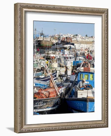 Fishing Boats in Port, Tangier, Morocco, North Africa, Africa-Charles Bowman-Framed Photographic Print