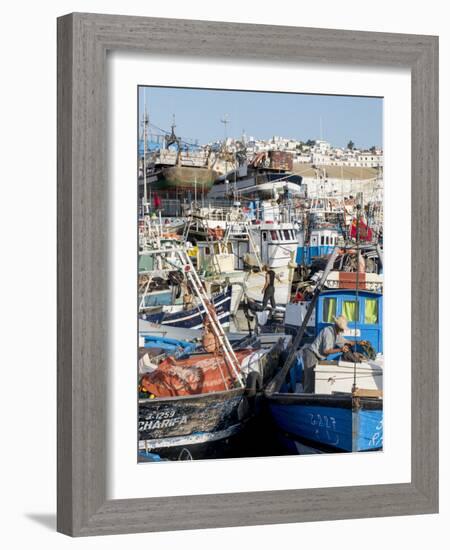 Fishing Boats in Port, Tangier, Morocco, North Africa, Africa-Charles Bowman-Framed Photographic Print