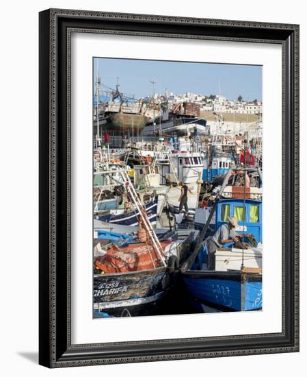Fishing Boats in Port, Tangier, Morocco, North Africa, Africa-Charles Bowman-Framed Photographic Print