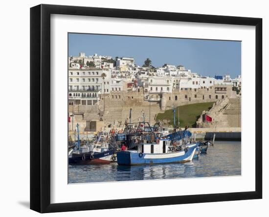 Fishing Boats in Port, Tangier, Morocco, North Africa, Africa-Charles Bowman-Framed Photographic Print