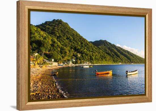 Fishing Boats in the Bay of Soufriere, Dominica, West Indies, Caribbean, Central America-Michael Runkel-Framed Premier Image Canvas