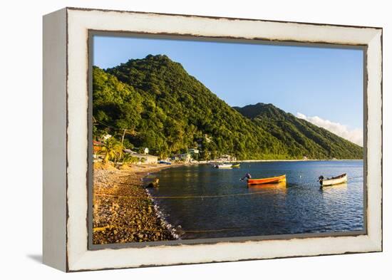 Fishing Boats in the Bay of Soufriere, Dominica, West Indies, Caribbean, Central America-Michael Runkel-Framed Premier Image Canvas
