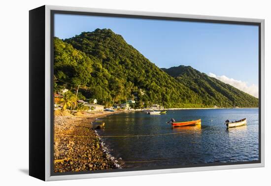 Fishing Boats in the Bay of Soufriere, Dominica, West Indies, Caribbean, Central America-Michael Runkel-Framed Premier Image Canvas