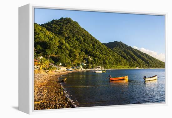 Fishing Boats in the Bay of Soufriere, Dominica, West Indies, Caribbean, Central America-Michael Runkel-Framed Premier Image Canvas