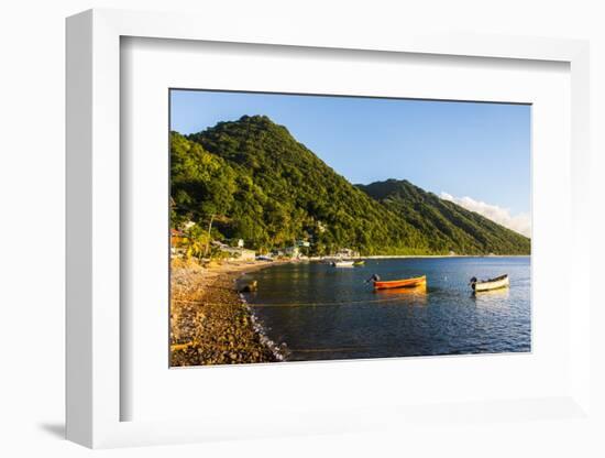 Fishing Boats in the Bay of Soufriere, Dominica, West Indies, Caribbean, Central America-Michael Runkel-Framed Photographic Print