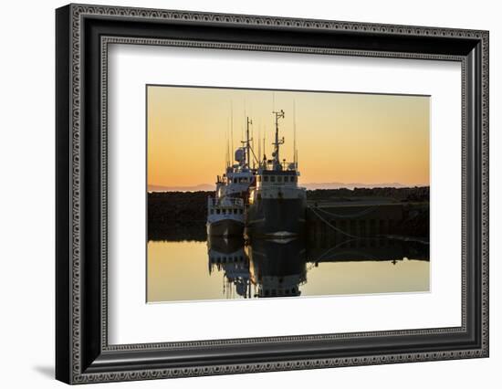 Fishing boats in the charming fishing village of Grundarfjordur, Snaefellsnes peninsula, west coast-Andrew Sproule-Framed Photographic Print