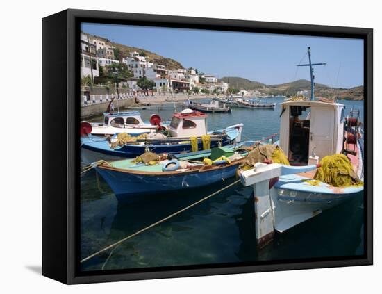 Fishing Boats in the Harbor at Skala on Patmos, Dodecanese Islands, Greek Islands, Greece, Europe-Ken Gillham-Framed Premier Image Canvas