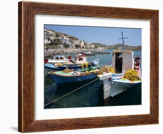 Fishing Boats in the Harbor at Skala on Patmos, Dodecanese Islands, Greek Islands, Greece, Europe-Ken Gillham-Framed Photographic Print