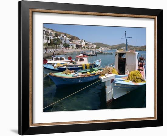 Fishing Boats in the Harbor at Skala on Patmos, Dodecanese Islands, Greek Islands, Greece, Europe-Ken Gillham-Framed Photographic Print